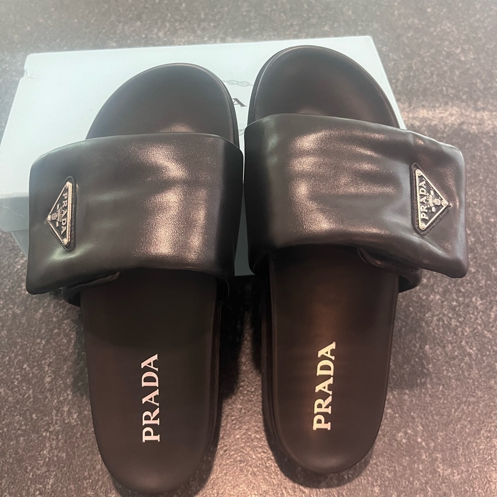 Prada Black Slide Sandals